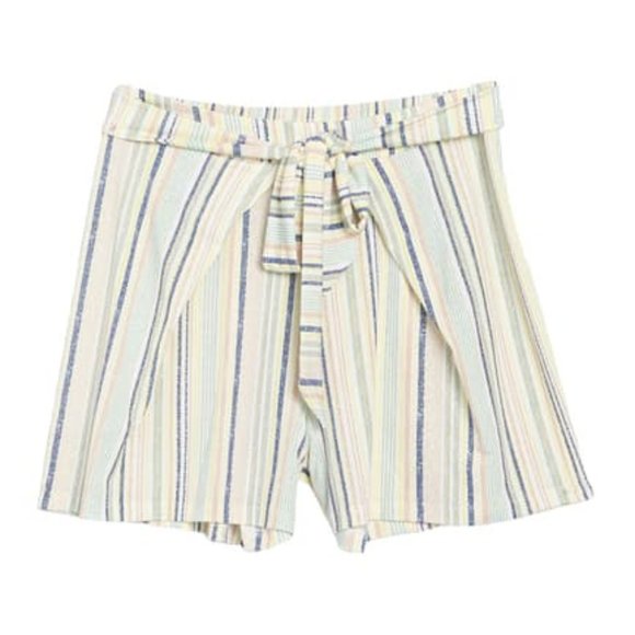 BCBGeneration Stripe Tie Front Jersey Swing Shorts Limestone Multi L NWT - Picture 7 of 8